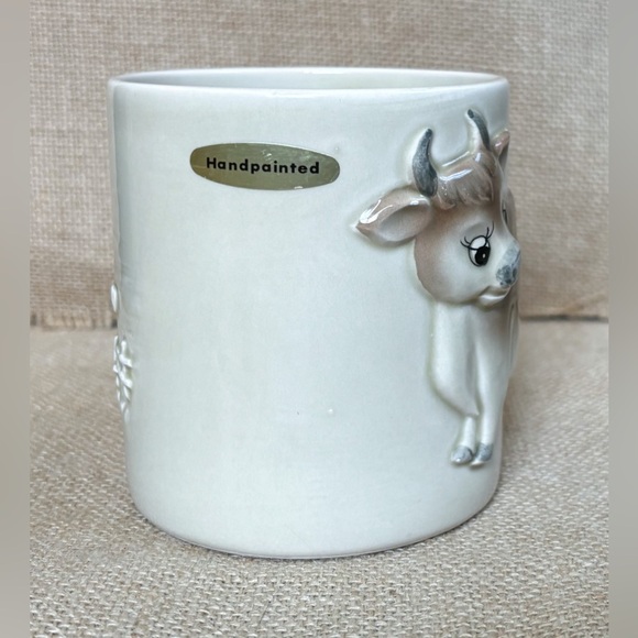Vintage Otagiri 3D Cow Mug Cup Pen Holder Farm Cottage Core Kitsch CRACKED READ - Picture 5 of 7